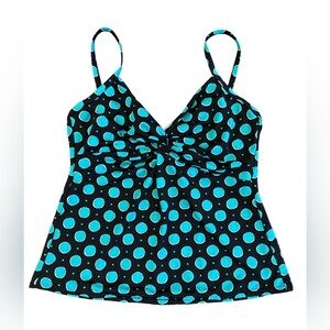 Miraclesuit Black and Teal Polka Dot Bikini Top
